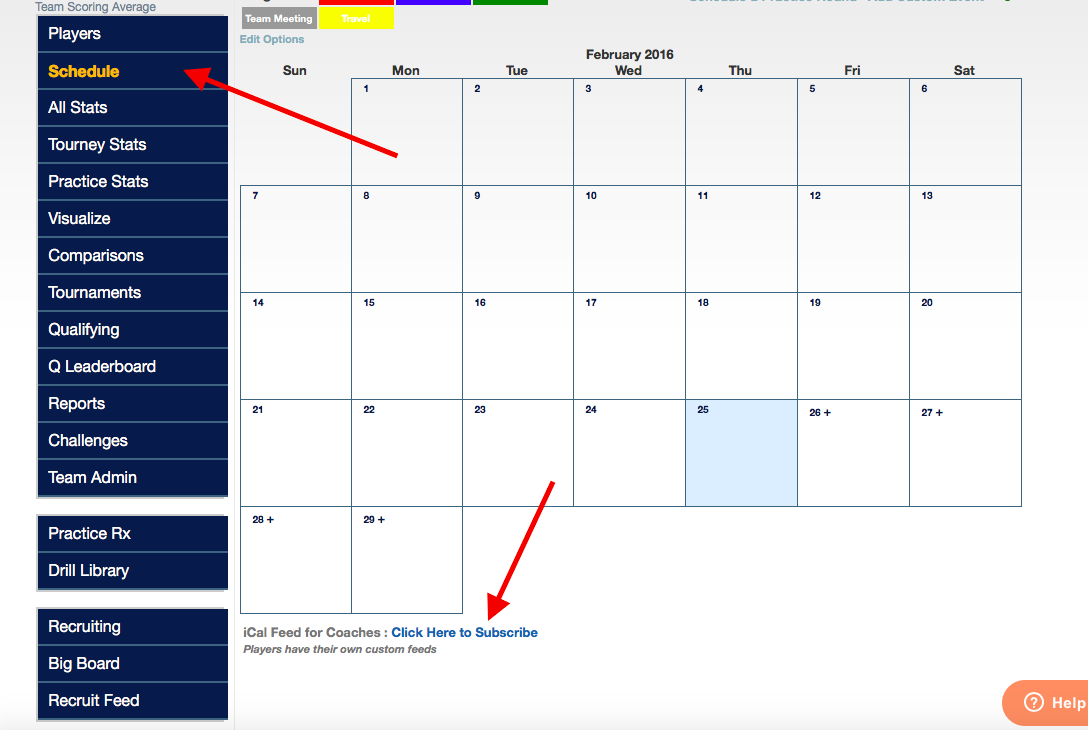 add Calendar to your iCal, google calendars, etc. BirdieFire